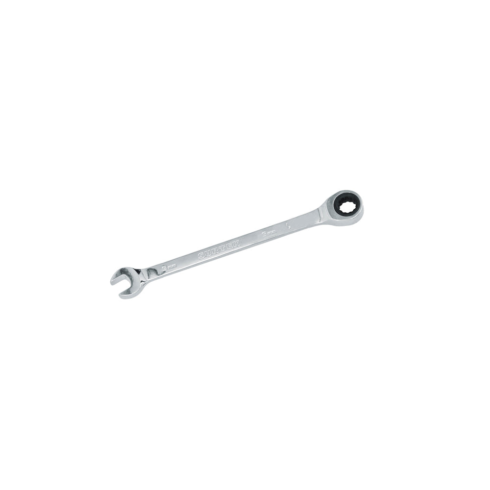 Llave combinada pulido espejo de matraca métrica, 12 puntas, 9mm Surtek