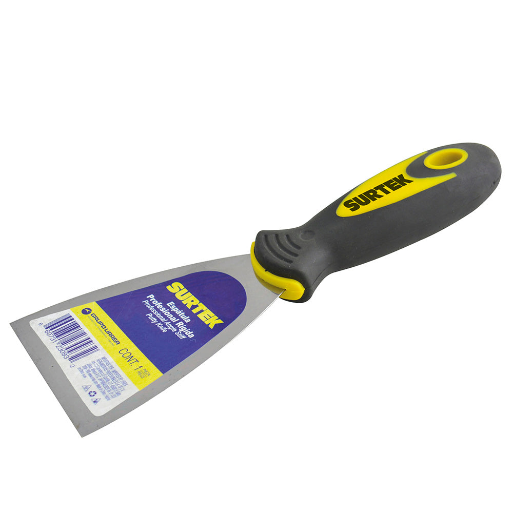 Espátula flexible de acero de alto carbón con mango bimaterial 4" Surtek
