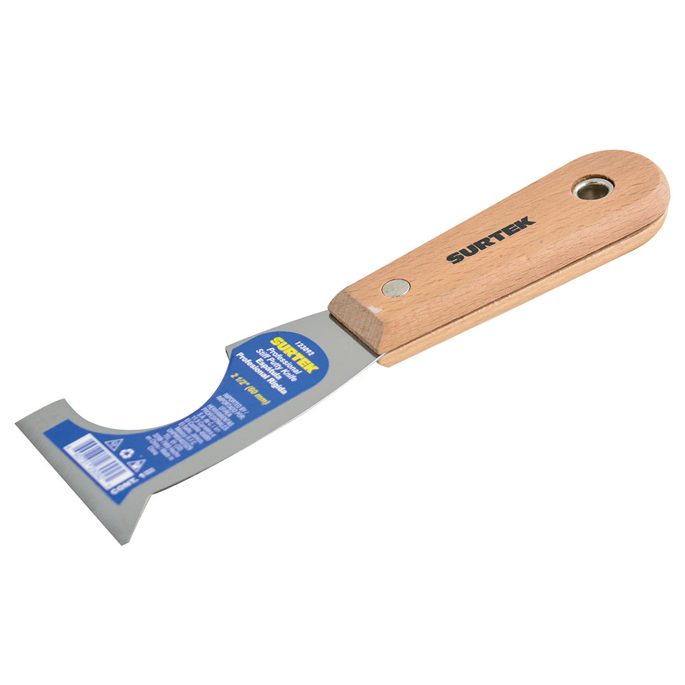 Espátula rígida de acero de alto carbón con raspador con mango de madera 2-1/2", 5 en 1 Surtek