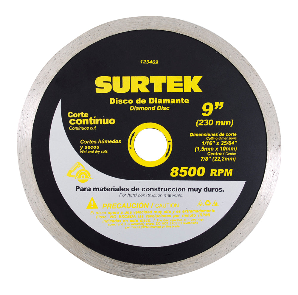 Disco de diamante continuo, 9" Surtek