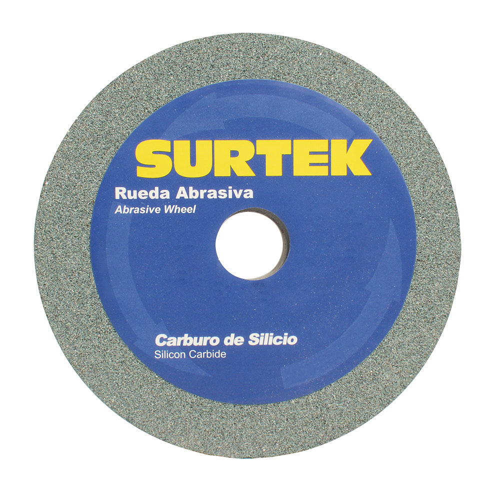Rueda abrasiva de carburo de silicio verde grano 80, 6" x 1" Surtek