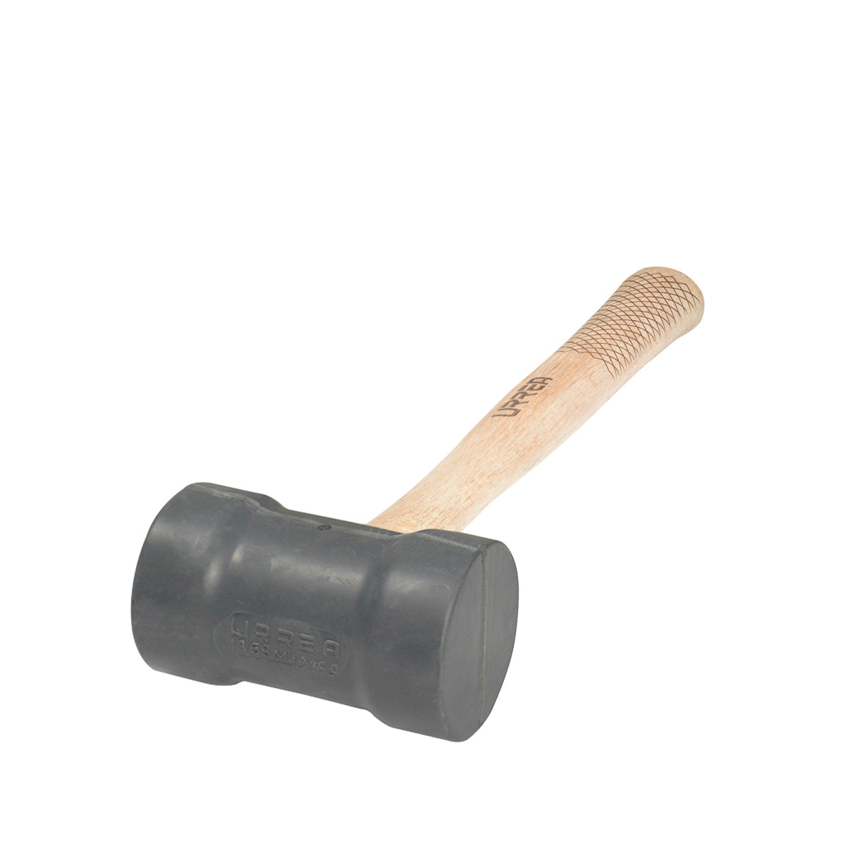Mazo con cabeza de hule negro con mango de madera de encino de 16", 22 oz Urrea