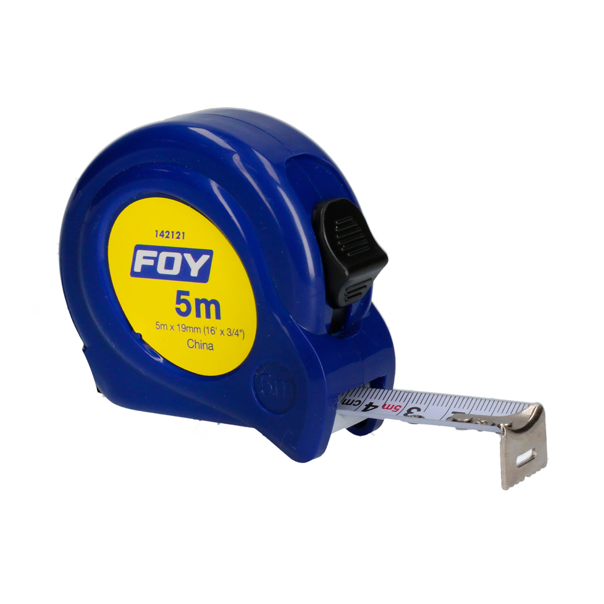 Flexómetro con carcasa de plástico azul 5 m x 3/4" Foy