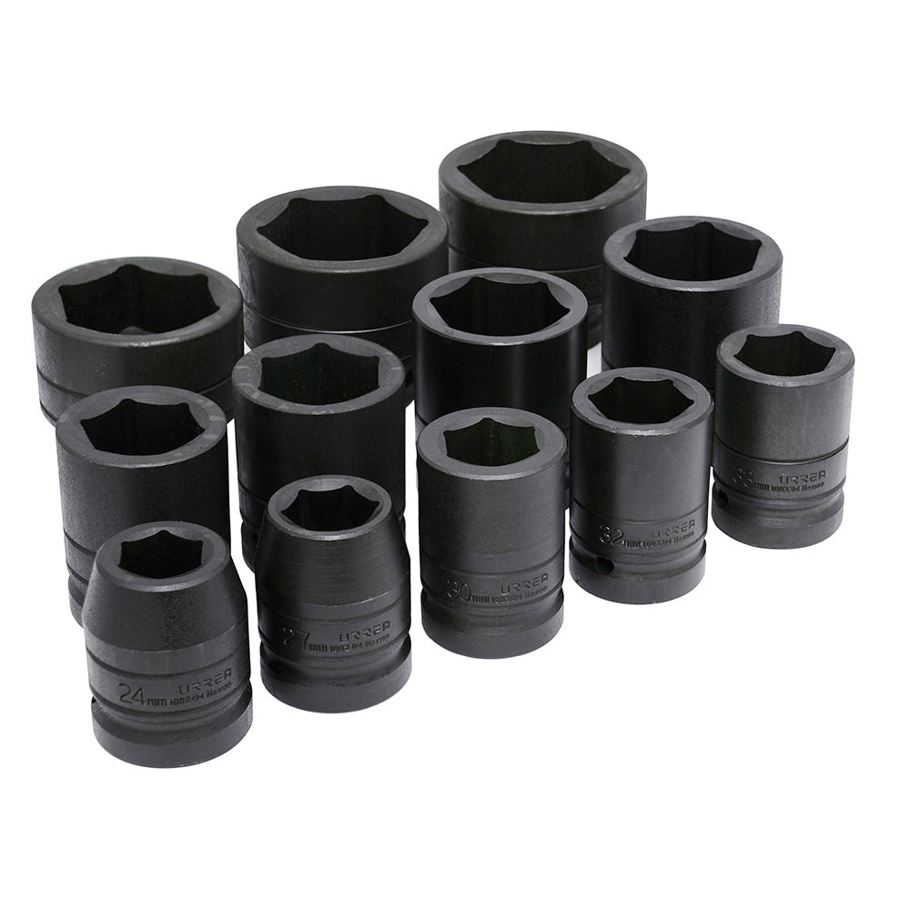 Juego de dados de impacto cuadro de 1", 6 puntas, métricos, 12 piezas Urrea