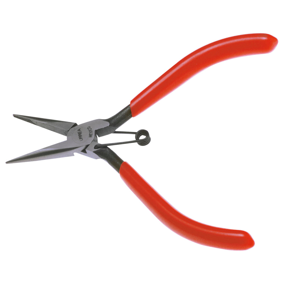 Pinza para electricista con mango rubber grip de 4-3/4" punta larga sin corte Urrea