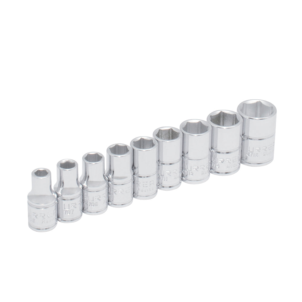 Juego de dados cuadro de 1/4" en pulgadas, 9 piezas Urrea