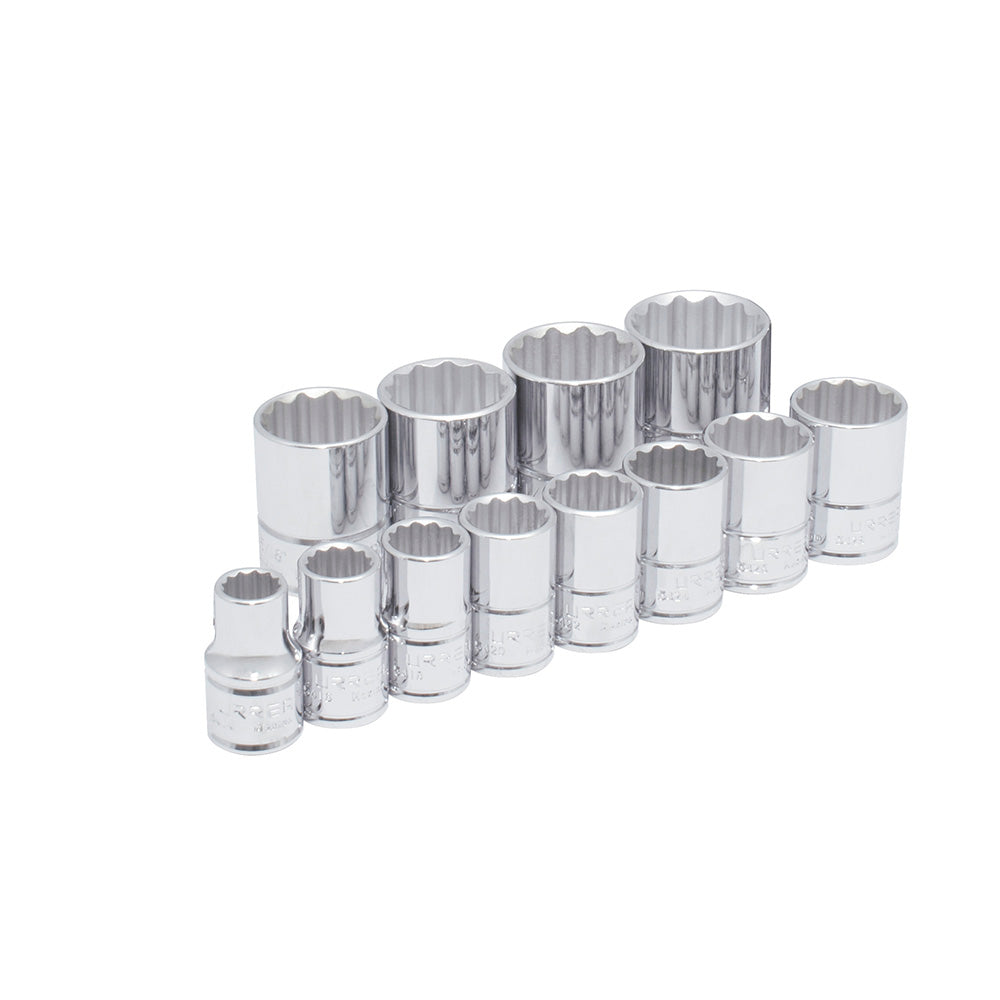 Juego de dados cuadro de 1/2", 12 puntas, métricos, 12 piezas Urrea