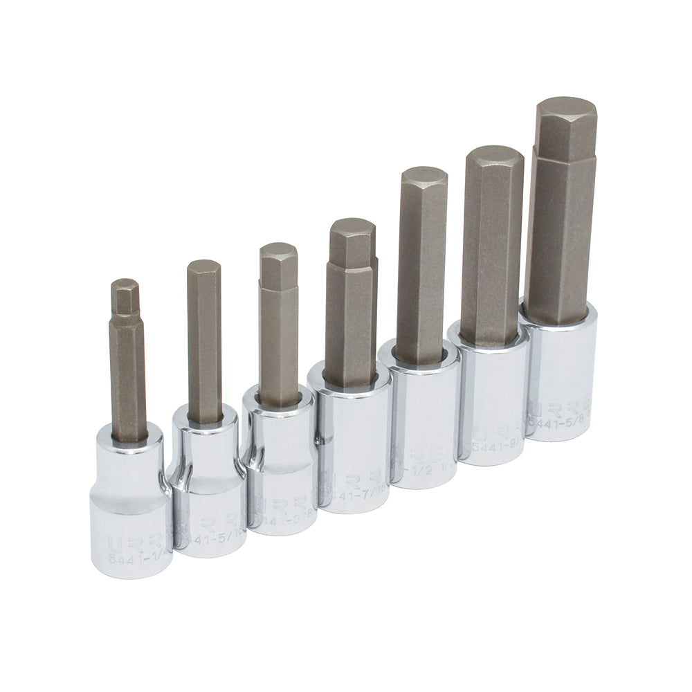 Juego de dados con punta hexagonal cuadro de 1/2", en pulgadas, 7 piezas Urrea