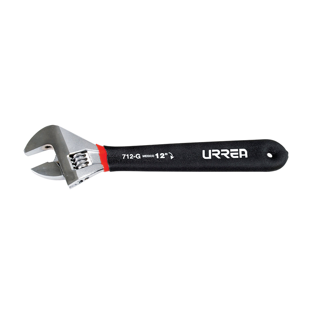 Llave ajustable cromada con mango Rubber grip 12" Urrea