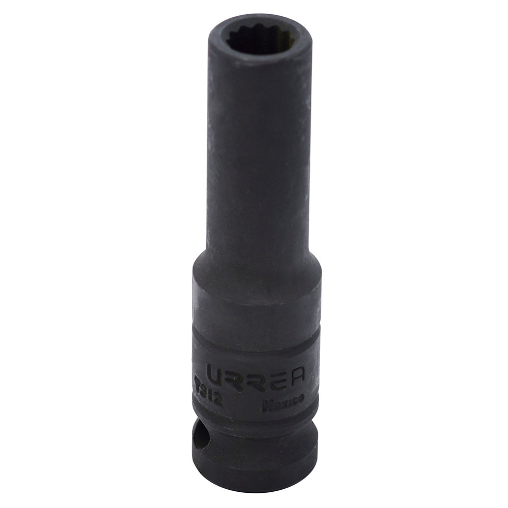 Dado de impacto largo cuadro de 1/2", 12 puntas, en pulgadas, 3/8" Urrea