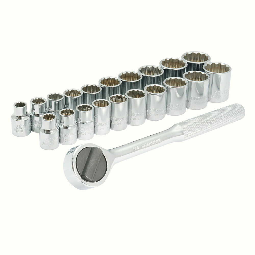 Juego de dados y accesorios cuadro de 3/8" combinado, 21 piezas Surtek