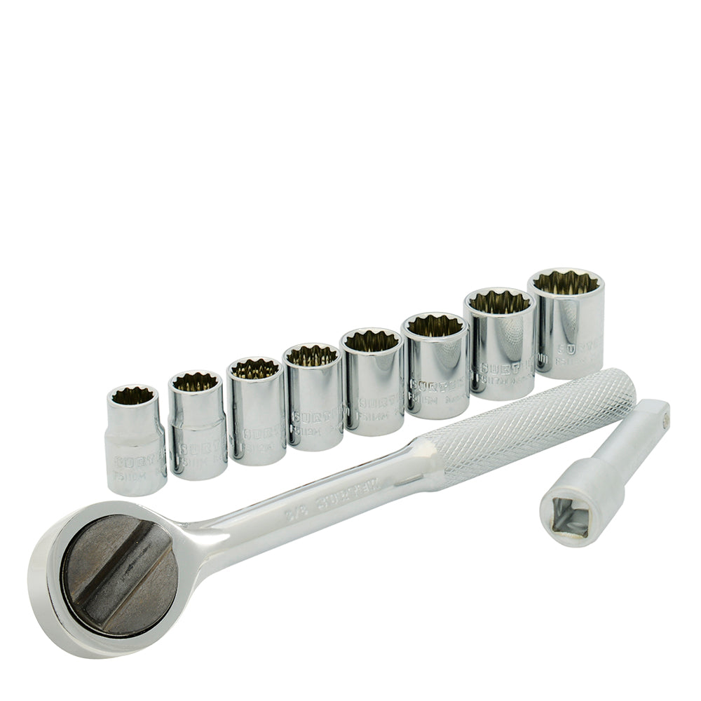 Juego de dados y accesorios cuadro de 3/8" métrico, 10 piezas Surtek