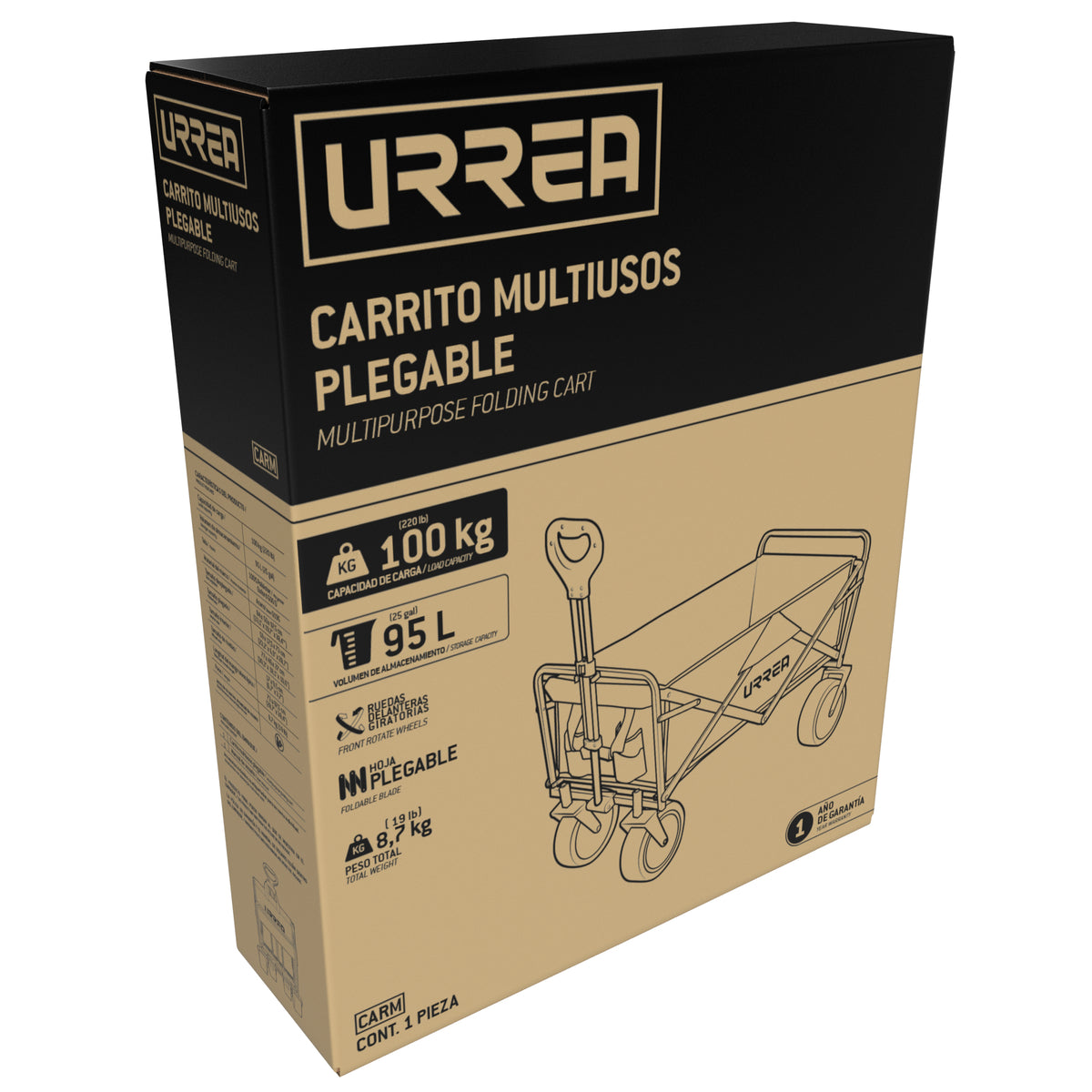 Carrito plegable multiusos color negro Urrea