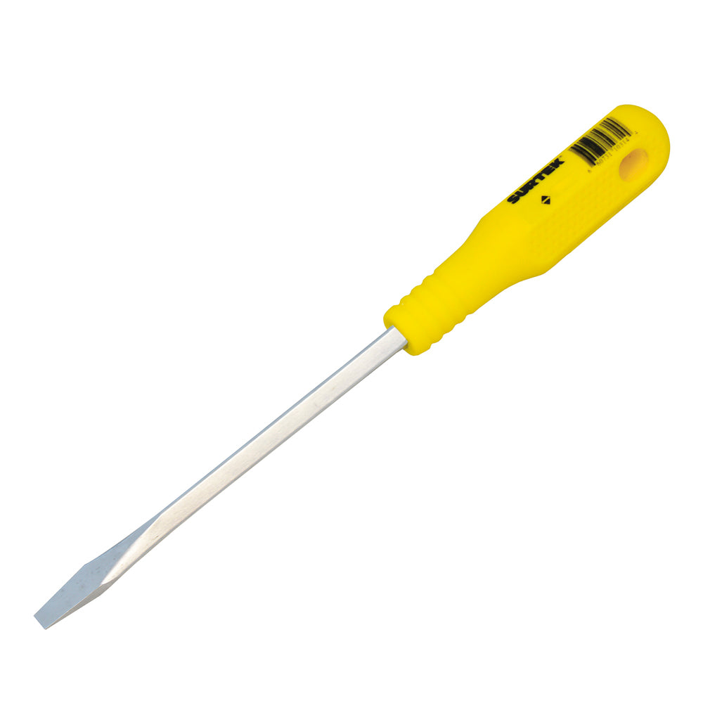 Destornillador con mango amarillo, punta plana barra cuadrada 3/8" x 10" Surtek