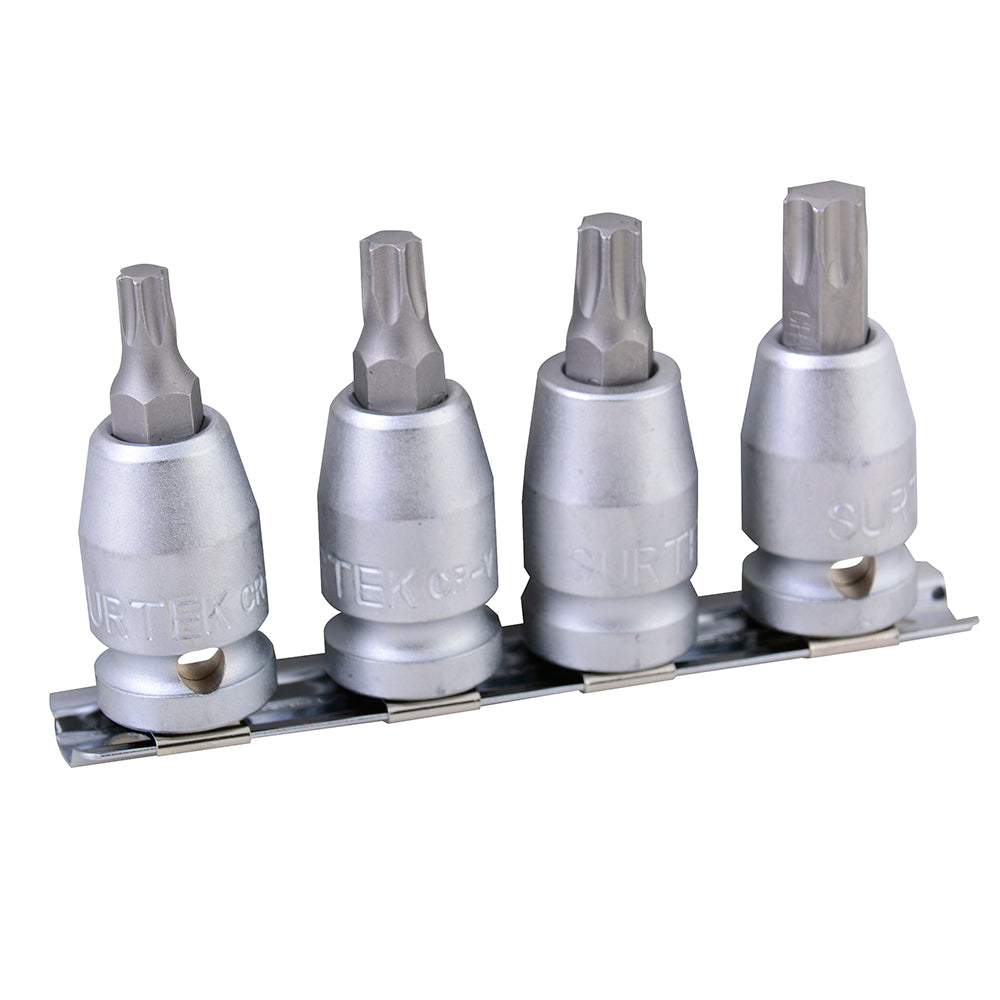 Juego de dados con punta torx cuadro de 1/2", 4 piezas Surtek