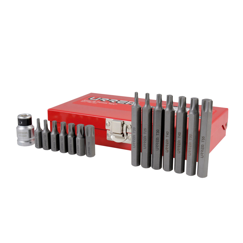 Juego de puntas Torx hexágono de 3/8" con adaptador, 15 piezas Urrea