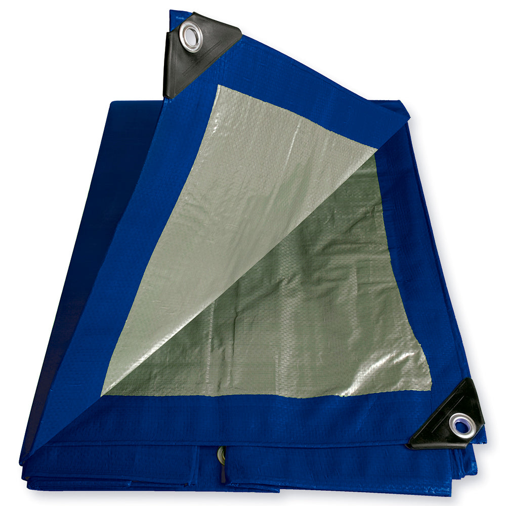 Lona de polietileno color azul con fondo plata, 3.04 x 3.04 m Foy
