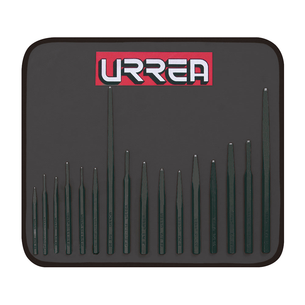 Juego de puntos, punzones, cinceles y botadores, 16 piezas Urrea