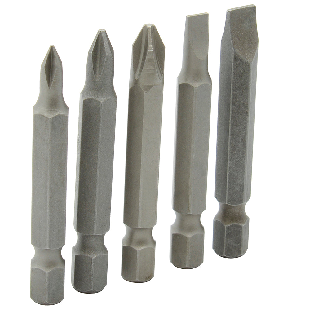 Juego combinado de puntas phillips y planas de 2" hexágono de 1/4", 5 piezas en blíster Surtek