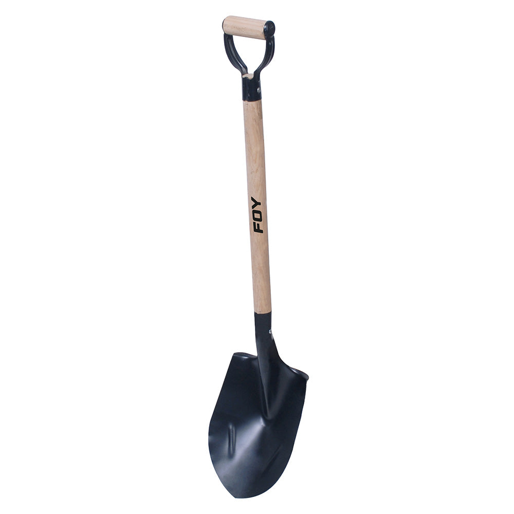 Pala con mango de madera con puño metálico "D", redonda Foy