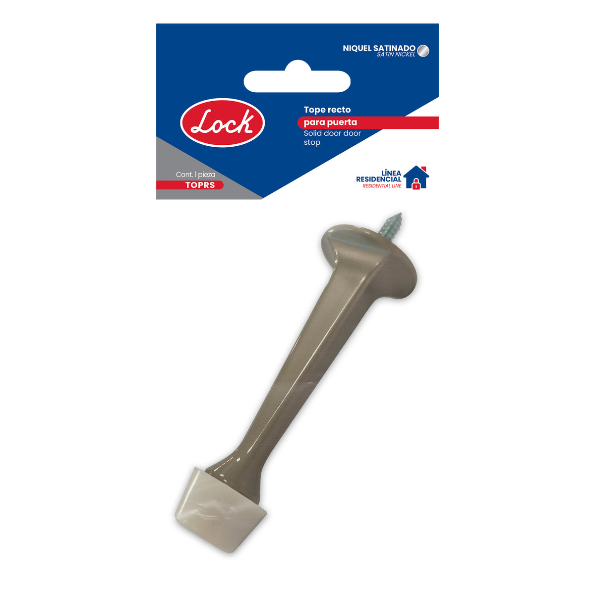 Tope recto para puerta níquel satinado Lock