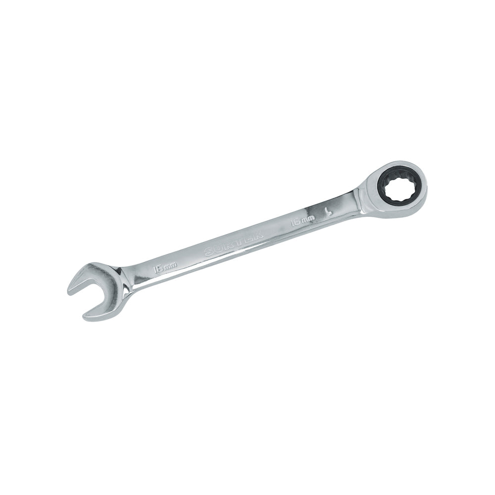 Llave combinada pulido espejo de matraca métrica, 12 puntas, 16mm Surtek