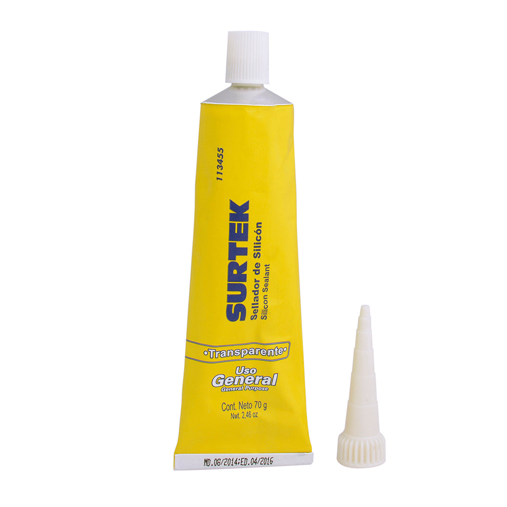 Silicón transparente en tubo, 70 gr Surtek