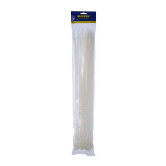 Cinchos plásticos 550 x 8.8 mm, tensión 70 kg de 50 piezas, color blanco Surtek