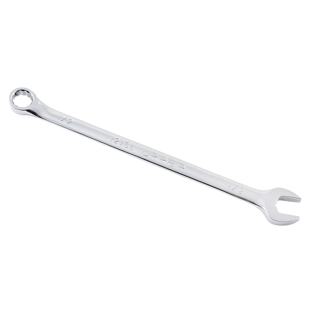 Llave combinada extra larga pulido espejo en pulgadas, 12 puntas, 1/2" Urrea