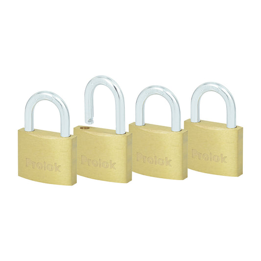 Juego de candados de latón cortos 40 mm, llave estándar, 4 piezas Prolok