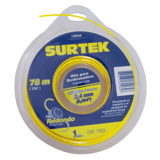 Nailon redondo para desbrozadora doble blíster, 2.4 mm x 78 m Surtek