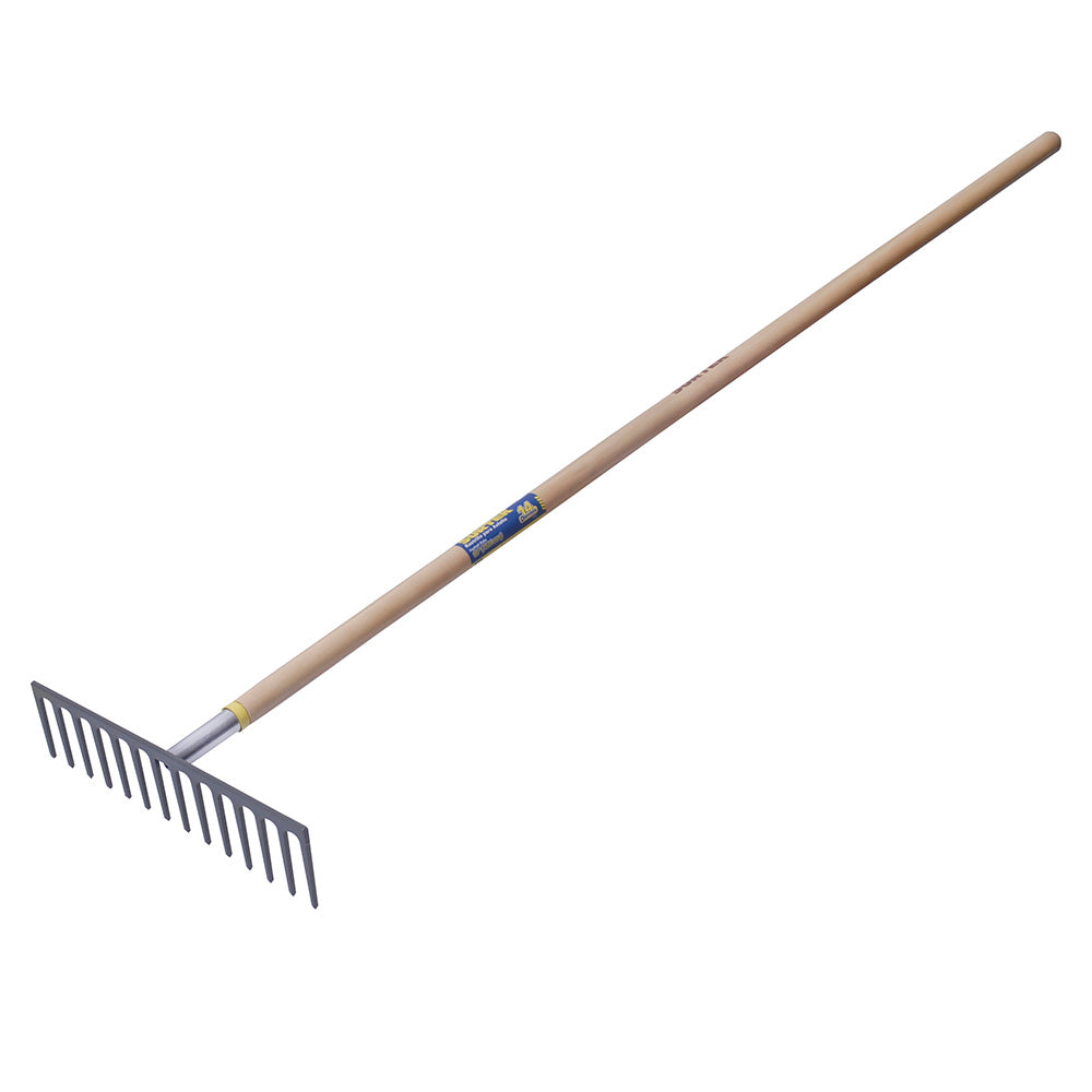 Rastrillo recto para asfalto con mango de madera 60", 14 dientes Surtek