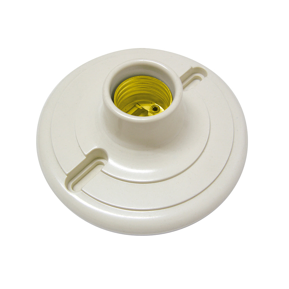 Portalámpara redonda de baquelita para techo 4", color blanco Surtek