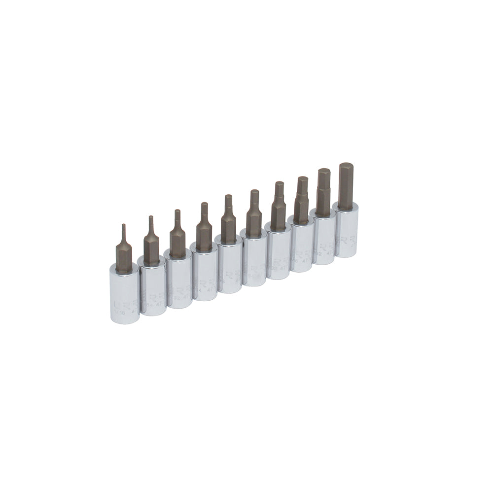 Juego de dados con punta hexagonal cuadro de 1/4", en pulgadas, 10 piezas Urrea