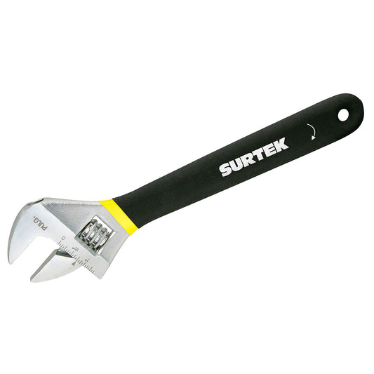 Llave ajustable cromada con mango Rubber grip de plastisol 8" Surtek