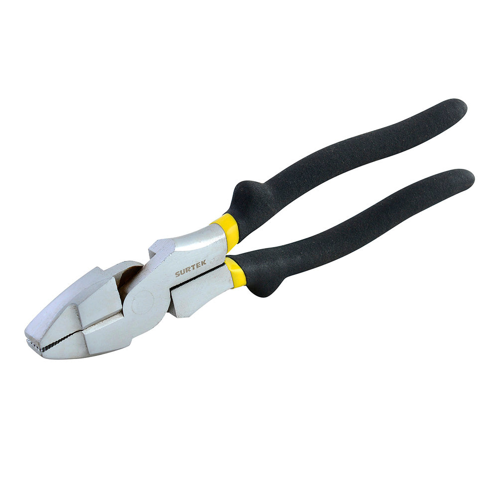 Pinza para electricista con mango rubber grip de 9" corte lateral reforzada Surtek