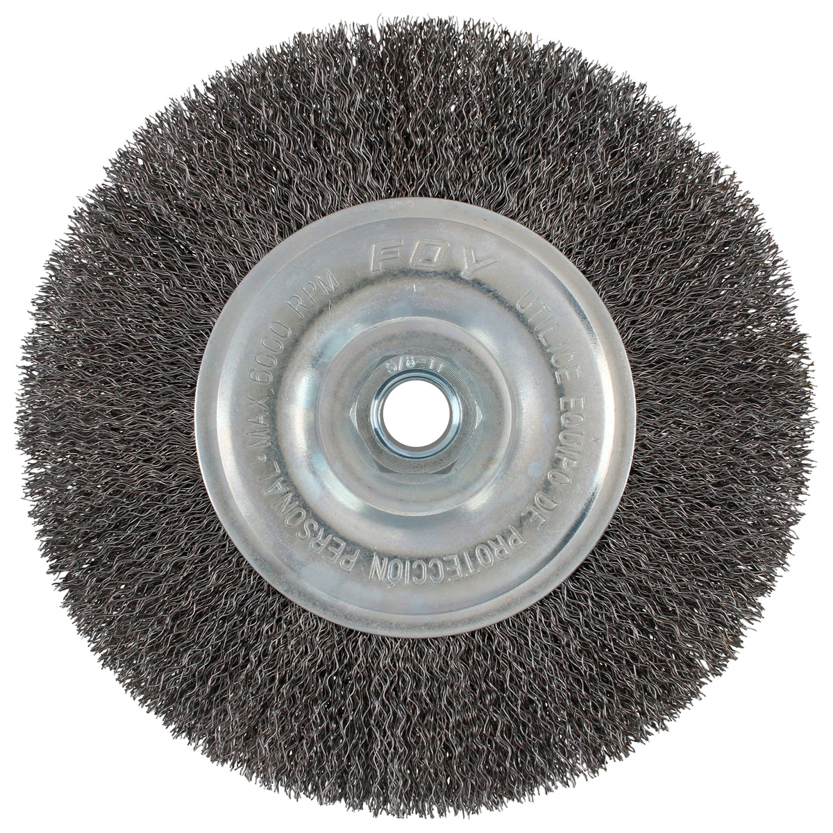 Carda circular ondulada alambre delgado 6" x 0.30 con rosca M14 Foy