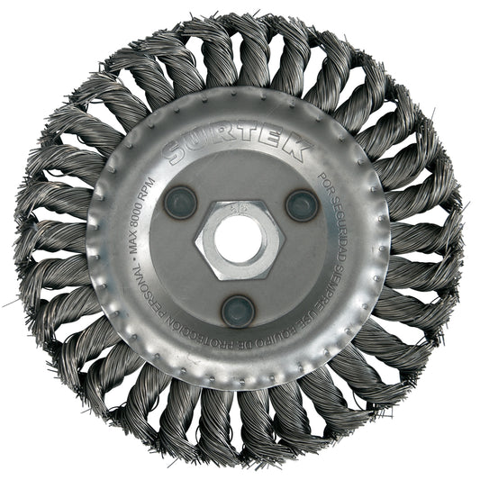 Carda circular trenzada alambre delgado 12" x 0.30 mm multi eje con adaptadores Surtek