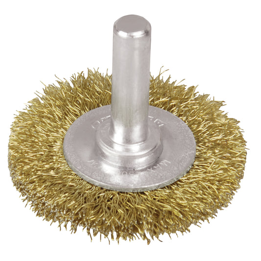 Carda circular ondulada alambre delgado 2" x 0.30 mm con zanco 1/4" Surtek