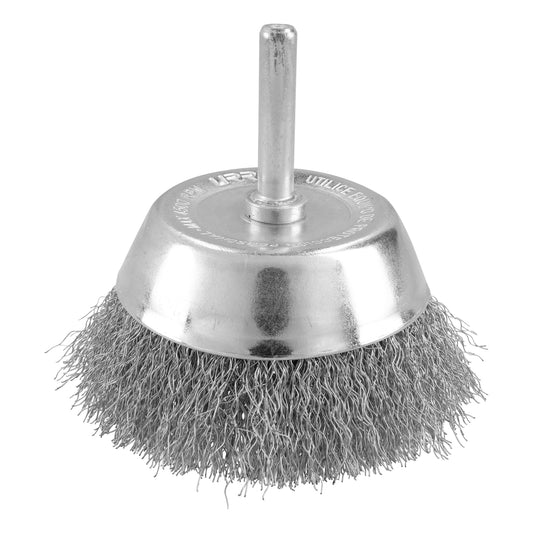 Carda copa ondulada alambre delgado acero inoxidable 1/2" x 0.30 mm con zanco 1/4" Surtek