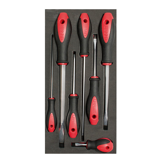 Juego de destornilladores con mango bimaterial punta plana 7 piezas, CH117-C Urrea