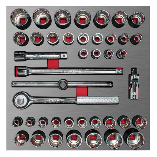 Juego de dados cortos y accesorios de 1/2" combinados 42 piezas, CH203L-C Urrea