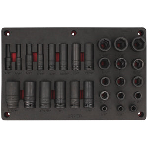 Juego de dados de impacto en pulgadas cuadro de 1/2" 29 piezas, CH241P-C Urrea