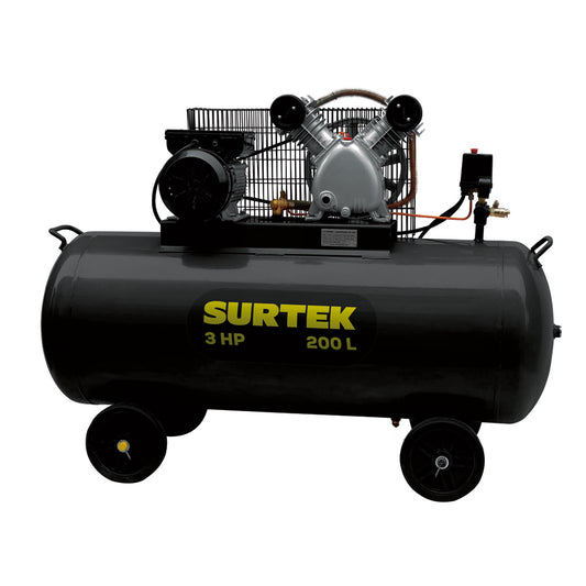 Compresor de aire eléctrico con transmisión de banda 200L, 3HP, 127V Surtek