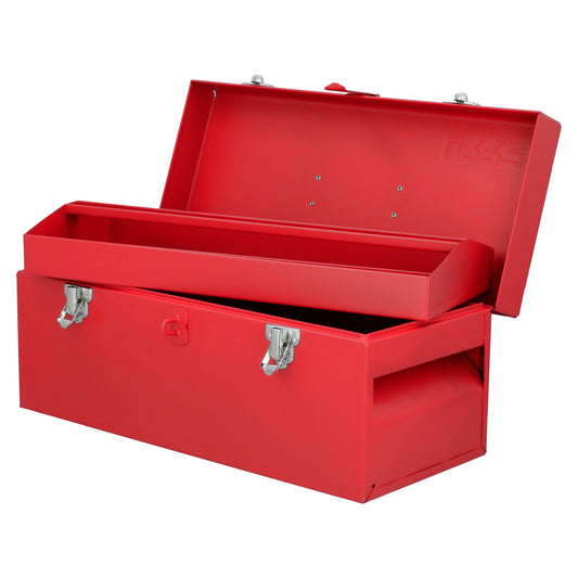 Caja portaherramientas metálica color rojo 17" x 7" x 7" Urrea