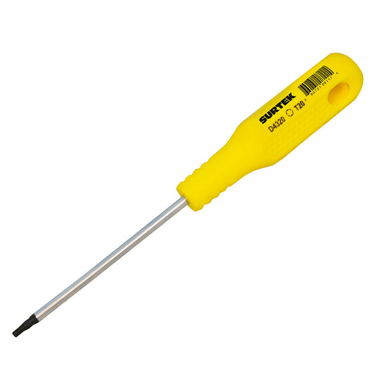 Destornillador con mango amarillo, punta Torx barra redonda  T20 x 4" Surtek