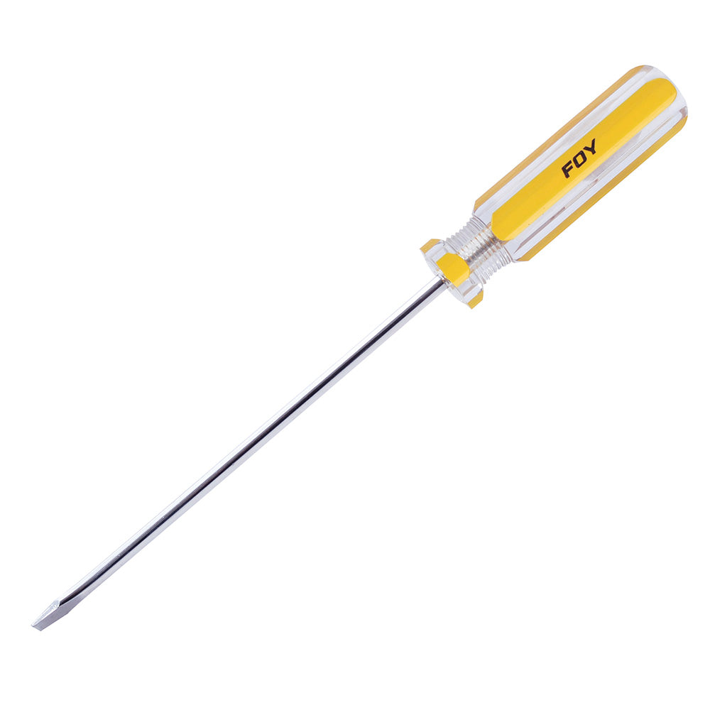 Destornillador con mango de PVC, punta plana barra redonda 1/4" x 8" Foy
