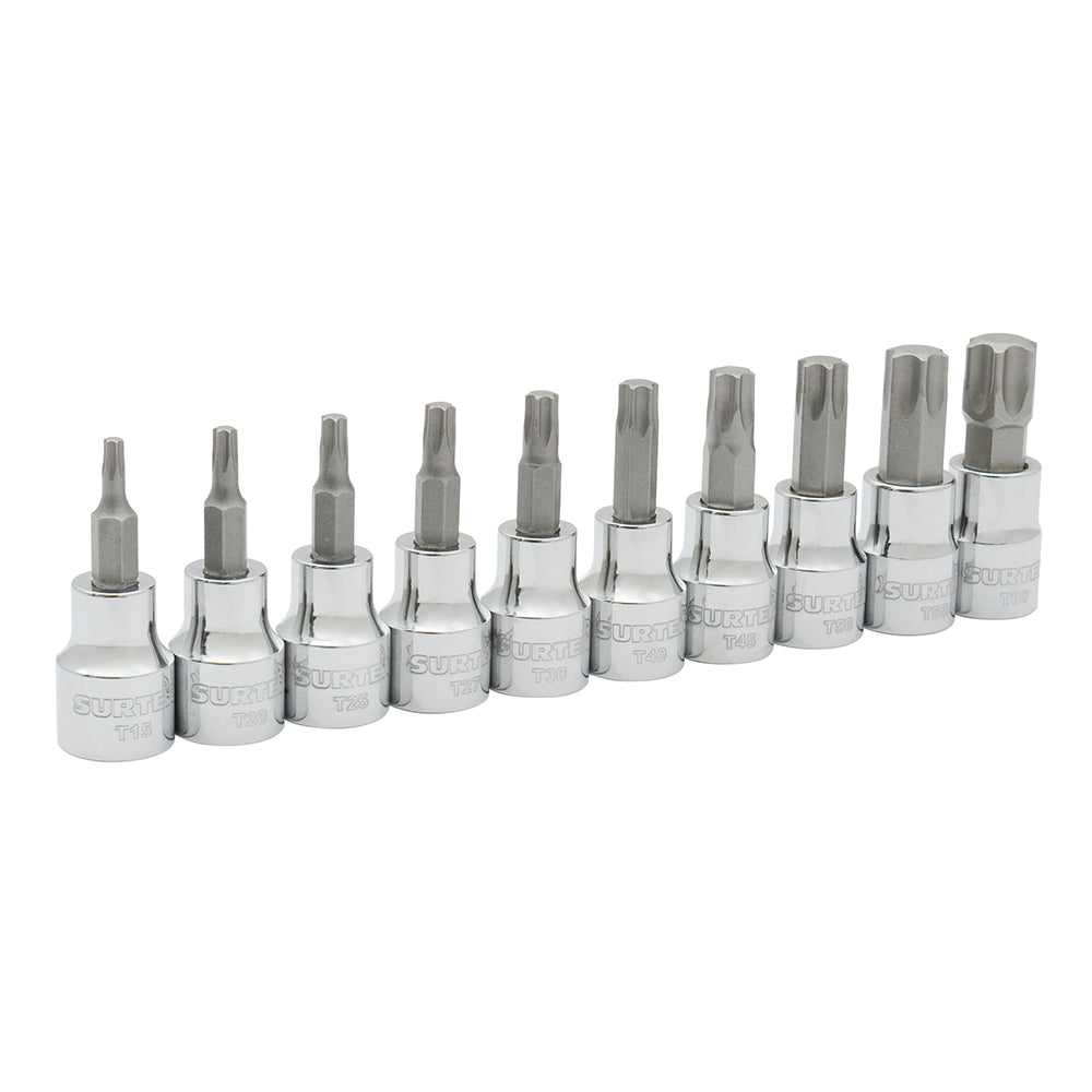 Juego de dados con punta torx cuadro de 3/8", 10 piezas Surtek