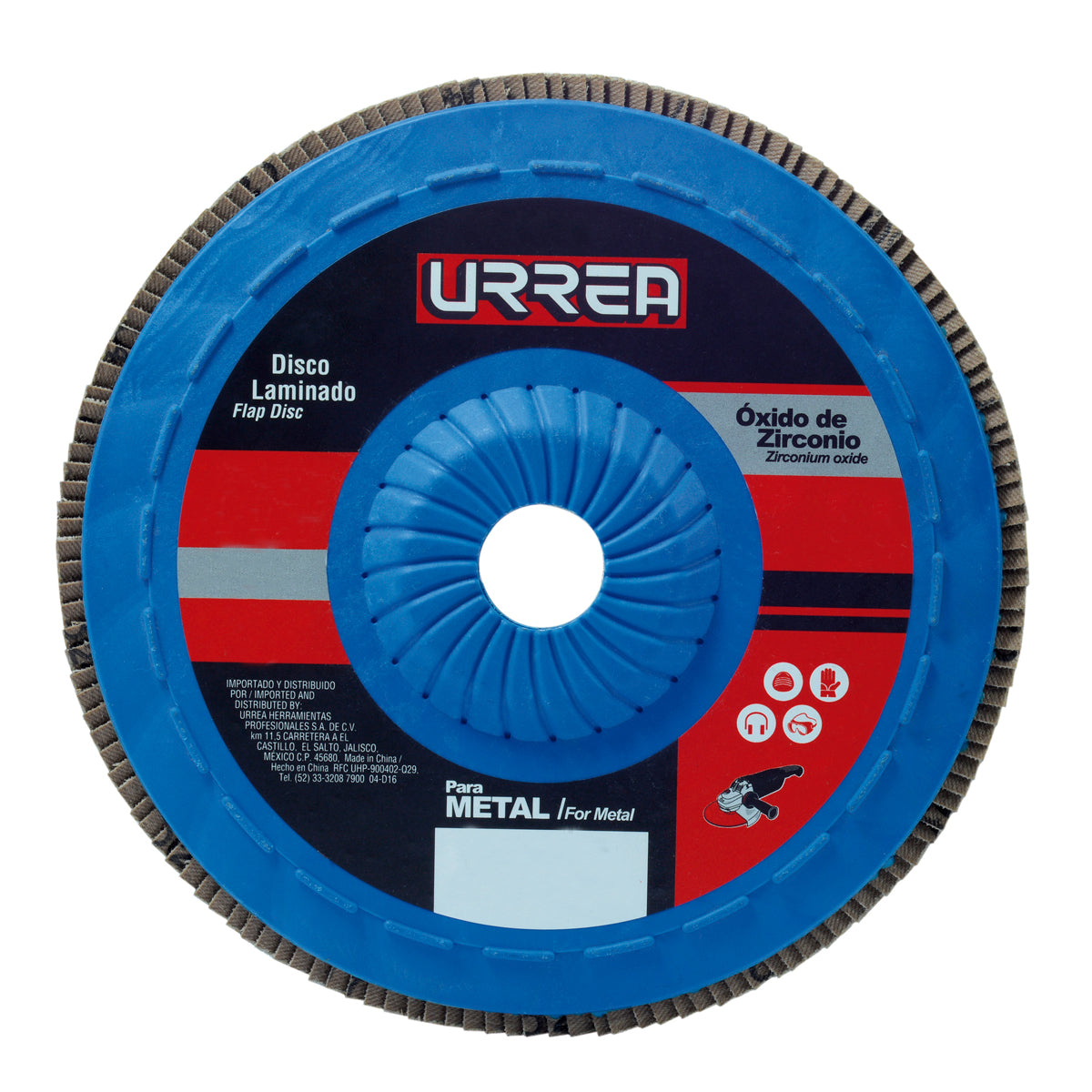 Disco laminado tipo 27 grano 120 con respaldo plástico, 4-1/2" Urrea