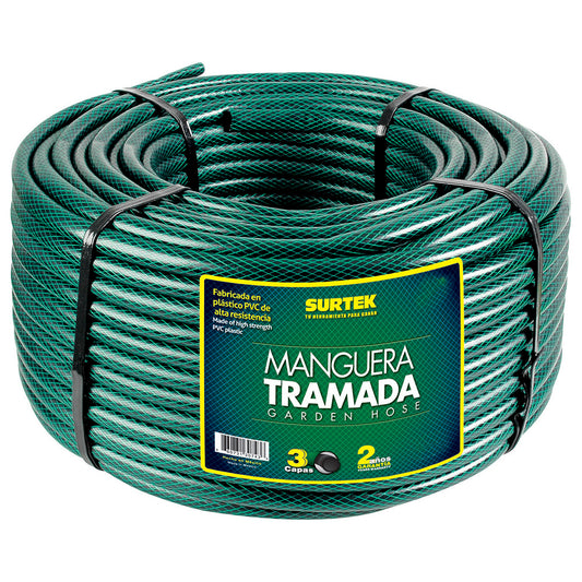 Manguera para jardín tramada verde en rollo 1", 100 m Surtek